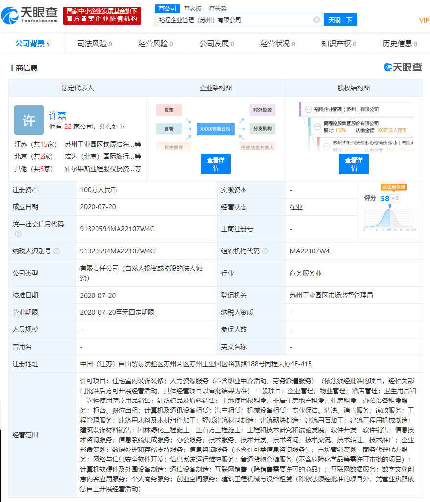 同程控股設企管新公司，延伸布局至人力資源與住房租賃領域